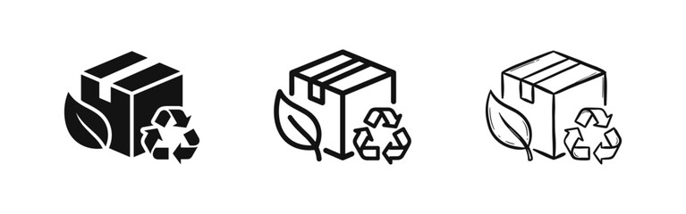 Naklejka premium Eco friendly packaging icon set with recycling box