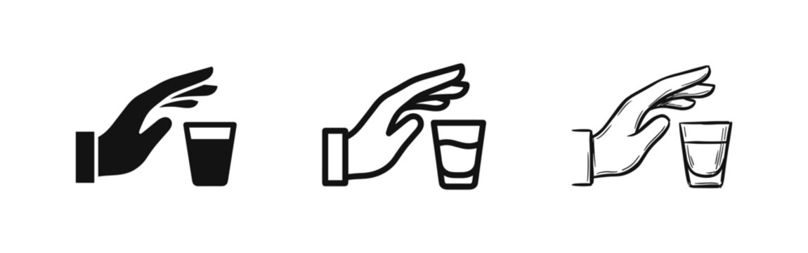 Alcohol Abstinence and Drinking Refusal Vector Icon Set