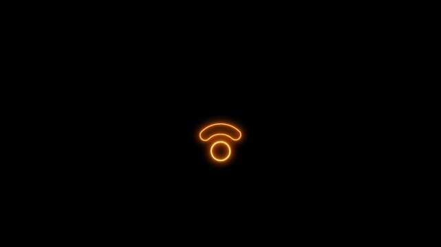 Glowing neon wifi error stoke icon animation, Abstract .Wireless Network Symbol. Wifi wireless internet network icon