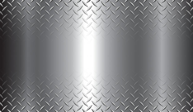 Silver metal background with diamond plate pattern, shiny chrome metallic texture, industrial style design.