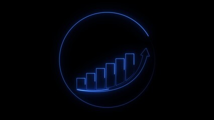 Glowing blue stock market growth chart inside circular digital silhouette © Aptech_530