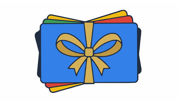 Gift Card Stack with Ribbon Vector Icon for Retail and Rewards
