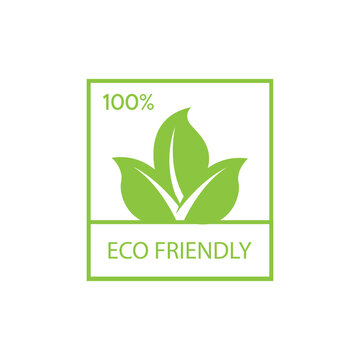 Minimalist 100 Percent Eco Friendly Leaf Badge Logo