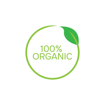Minimalist 100 Percent Organic Circle Leaf Logo