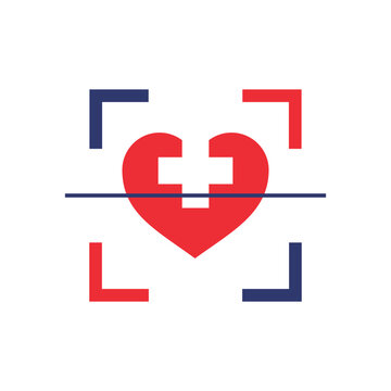 Medical Cross Heart Scanner Logo Design