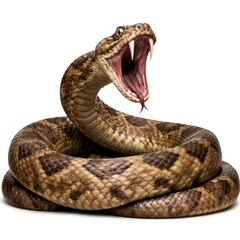 Obraz premium Coiled snake with open mouth.