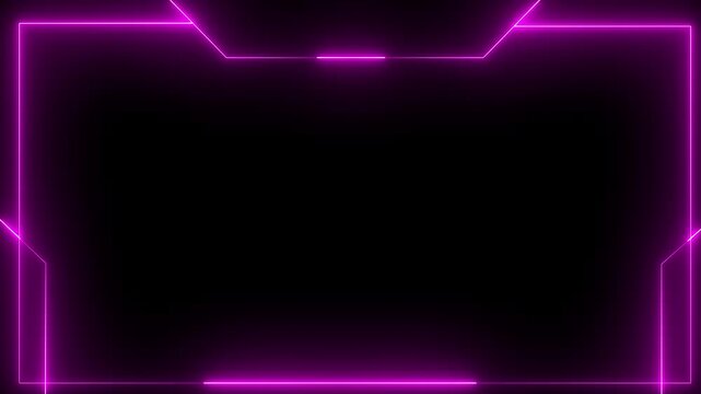 Pink Glowing neon live streaming frame animation box ,  neon  frame live stream gaming overlay animation for live streaming, video Titles futuristic Hud frame with face Cam 4k video