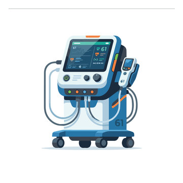 Medical device on wheels with screen and controls.