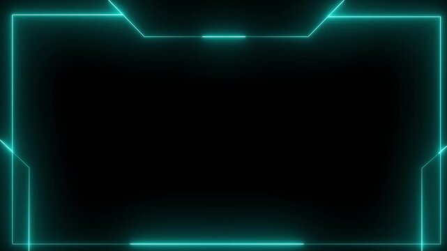 Cyan Glowing neon live streaming frame animation box ,  neon  frame live stream gaming overlay animation for live streaming, video Titles futuristic Hud frame with face Cam 4k video