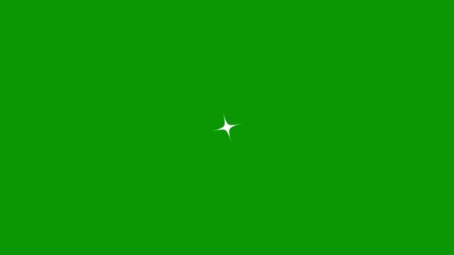 Sparkling twinkle star animation featuring white doodle-style stars, flat vector design, ideal for holiday.white doodle 2d cartoon blinking stars,green screen,4k resolution video