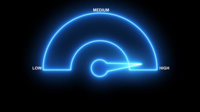 Neon line Car speedometer dashboard with high, low, medium indicates. Speed Animation or speed test tachometer, Simple speedometer icon