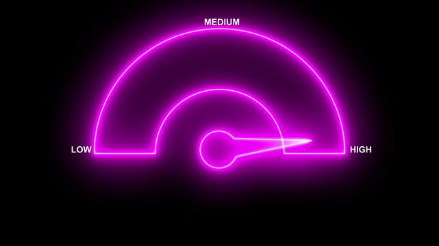 Neon line Car speedometer dashboard with high, low, medium indicates. Speed Animation or speed test tachometer, Simple speedometer icon