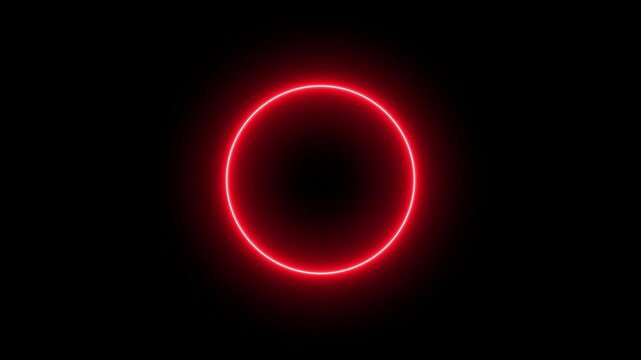 Neon red circular light flickering animation for video overlays. red circle animation ,neon ring flicker effect, loading bar circle animated. 