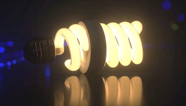 CFL bulb glows with spiral light, radiating resilience, clarity, and innovation; a vivid emblem of sustainability, efficiency, and transformation within illumination.