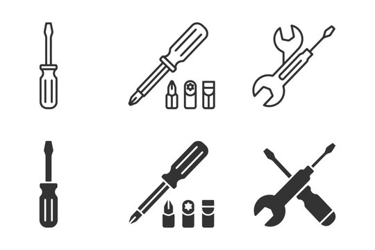 Tool icons: screwdriver and wrench silhouettes with bits set.