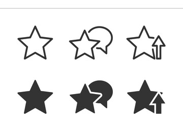 Obraz premium Star icons set with variations including chat and upward arrow symbols.