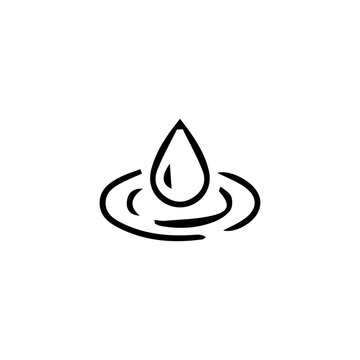 water drop ripple line icon. rain droplet splash or lake surface ripple minimal vector illustration. simple outline sign for marine weather forecast. 48x48 pixel perfect. editable stroke.