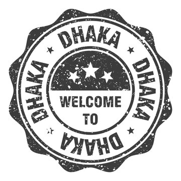 Welcome to Dhaka black grunge round stamp. Welcome to Dhaka stamp