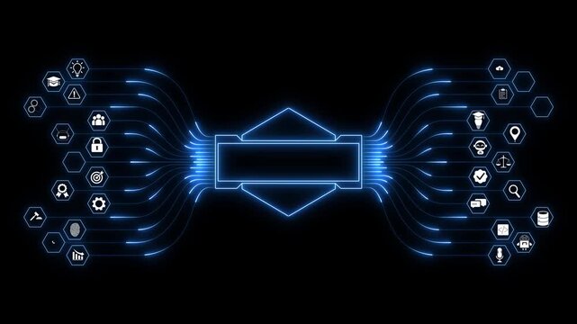 Ai DB tools or neon box. Multi function for Agentic AI technology motion background. Multi agent AI systems, Automate daily Smart AI solutions improve efficiency, Automate work.