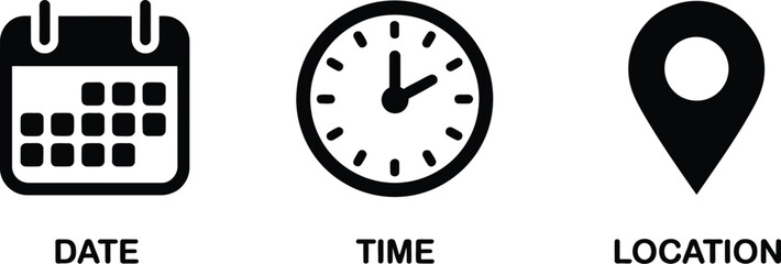 Fototapeta premium Date Time Location Icon Vector Set Interface Appointment Marker