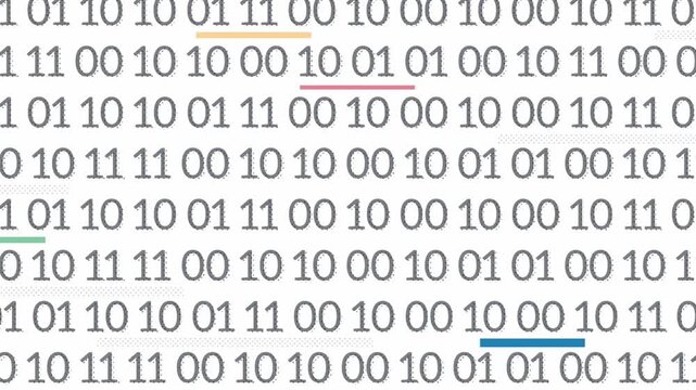 Abstract Digital Binary Code Screen Animation, Cyber Security Data Matrix and Computer Programming Background