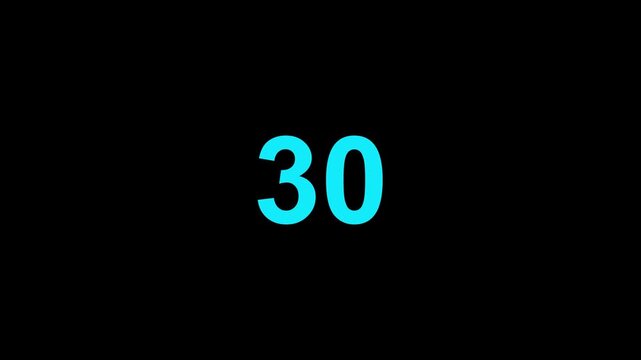 Countdown timer countdown, 35 second countdown animation. countdown timer 35 second on black background.