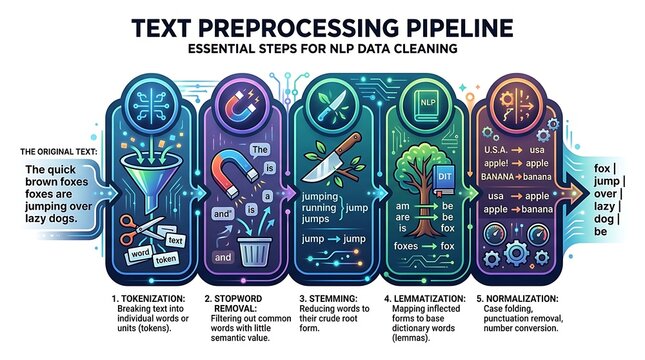 Text preprocessing pipeline for natural language processing steps