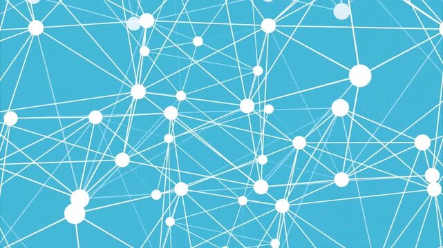 Abstract Digital Network Connection Animation with Nodes and Connecting Lines, Data and Tech Background