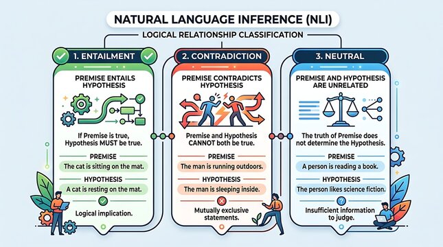Natural language inference infographic with logical classification