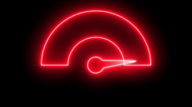Neon sign Digital speed meter animation. Speed Animation or speed test tachometer, Simple speedometer icon. Risk concept on speedometer.