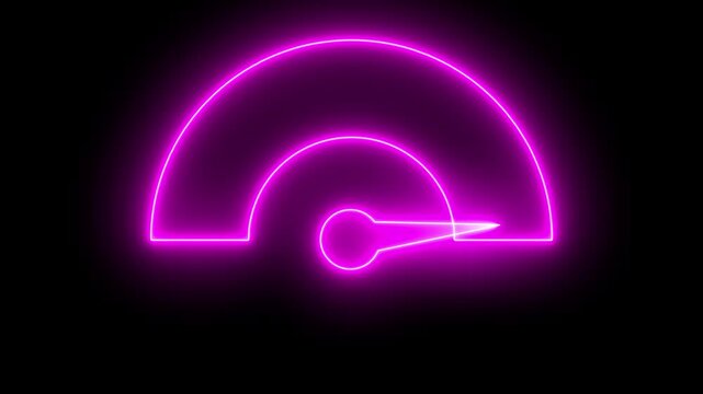 Neon sign Digital speed meter animation. Speed Animation or speed test tachometer, Simple speedometer icon. Risk concept on speedometer.