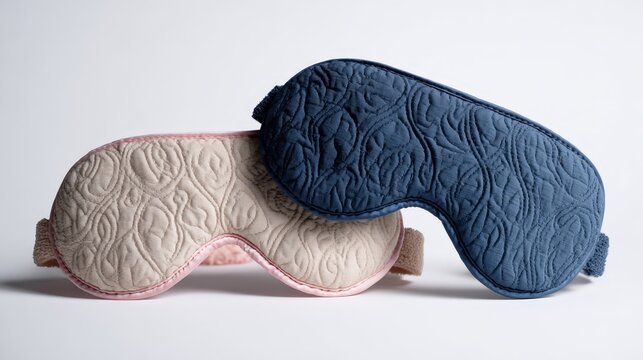 Soft sleep masks on white background.