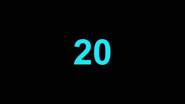  25 second countdown animation. countdown timer 25 second on black background.