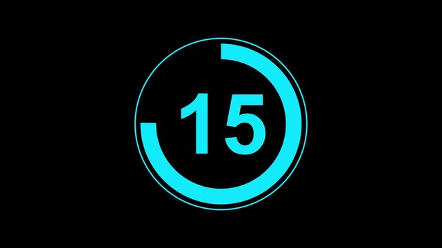 Circle countdown timer 20 seconds animation from 20 to 0 seconds, 20 Seconds countdown timer, Countdown timer, circle Countdown video animation with alpha channel on black background.