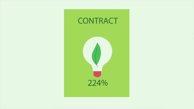 Animated Green Corporate Document Banner Reading Contract 300 Percent, Sustainable Legal Agreement Concept