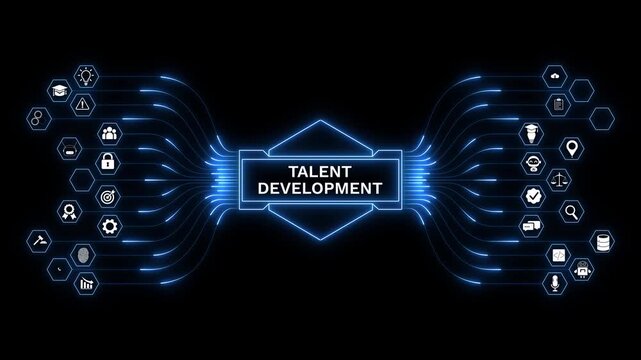 Advanced workforce training dashboard with talent development interface, employee capability analytics, HR management system, skill tracking, and digital learning technology.
