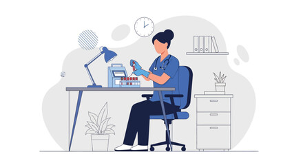 Fototapeta premium Medical Professional Conducting Lab Test in Modern Clinic Setting