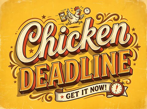 Vintage Chicken Deadline Sign with Urgent Call to Action.