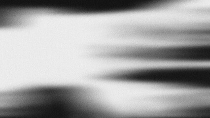 Fototapeta premium Abstract black and white gradient background with heavy noise grain, smooth horizontal motion blur transition, minimalist grainy texture backdrop