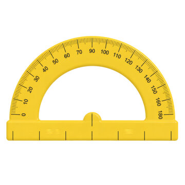 Yellow Protractor for Measuring Angles in Education and Science