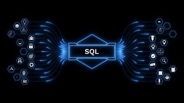 SQL data operations dashboard with structured query analytics, database performance metrics, server insights, and system monitoring visualization technology.