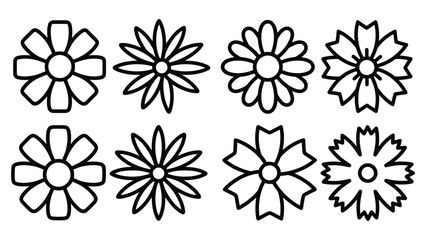 Obraz premium Hand Drawn Black Outline Flower Clipart Set for Spring and Summer Design Projects