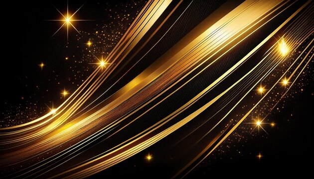 Abstract Elegant D Star Gold With Lighting Effect Diagonal Scene Sparkle On Black Background