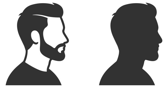 male man profile silhouette avatar icon set vector illustration on transparent background