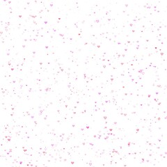 Naklejka premium Scattered tiny pink hearts pattern on white background.