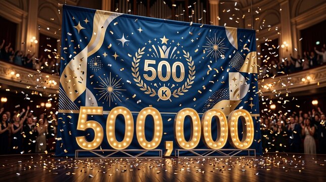 grateful 500k subscribers thank you milestone banner festive confetti explosion
