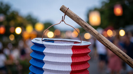 Fototapeta premium Lampion Tricolore Suspendu en Soirée