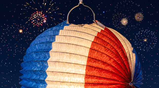 Grand Lampion Tricolore &Eacute;clair&eacute; pour le 14 Juillet