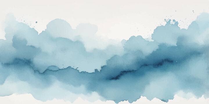 Bright blue sky with white cumulus clouds over mountain landscape in summer sunlight, serene cloudscape and atmospheric nature scene