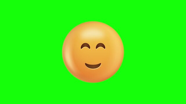 Smiling Yellow Emoji On Green Screen Background.